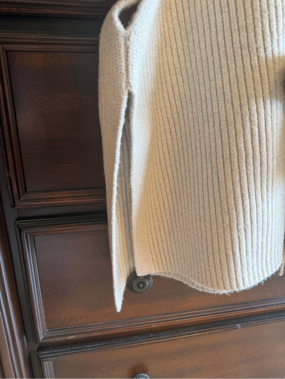 THML Beige Ribbed Tie-Front Cardigan Sweater - Picture 3 of 8